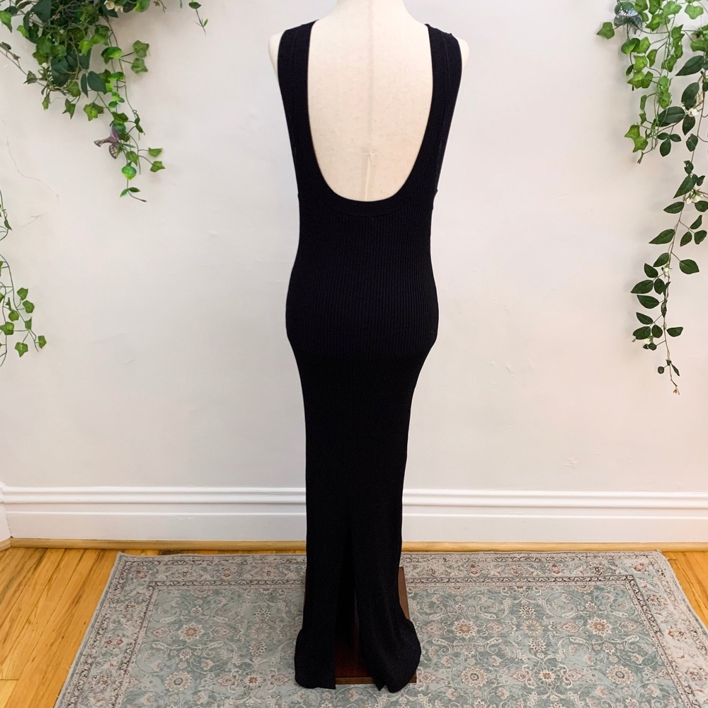 Good American Size XL Shine Round Neck Rib Knit Black Maxi Dress‎ - Picture 3 of 8